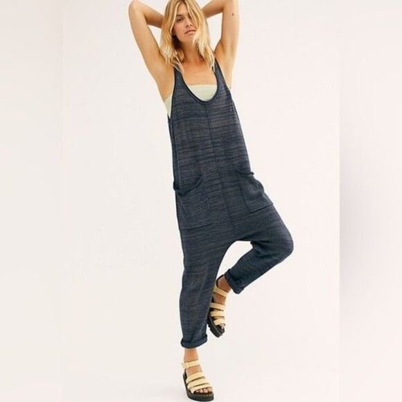 Free People FP Beach Blue Sweater Knit Sleeveless Jumpsuit/Coverup/Romper, Women - Picture 1 of 7
